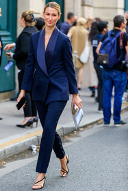 black jacket, black pants, black suits, black leather sandals, multi straps sandals, silk jacket, satin jacket, fashion week, frenchystyle, FW, jonathan paciullo, street style, PFW, PARIS, AUTUMN WINTER 2021-2022, FALL WINTER 2021-2022, FW 21-22, vertical, full length