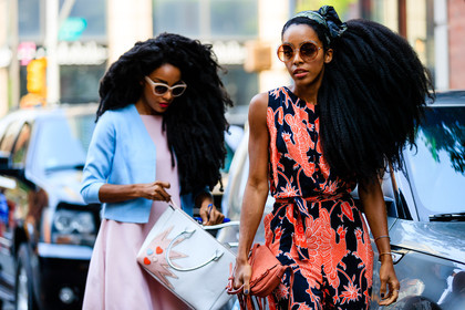 atmosphere details, blue jacket, Cipriana And Takenya Quann, detail, embroidered bag, fashion week, frenchystyle, FW, headband, horizontal, jonathan paciullo, leather bag, NEW YORK, NYFW, pink dress, printed bag, printed jumpsuit, red bag, red jumpsuit, scarf, SPRING SUMMER 2017, SS 17, street style, suede bag, sunglasses, white bag, woman
