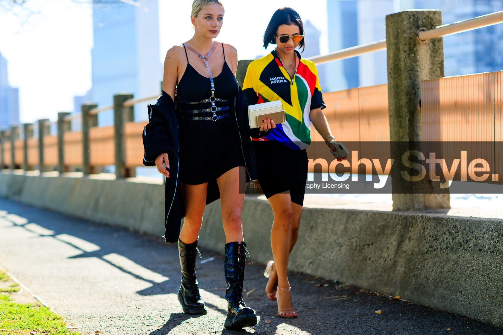 atmosphere details, back detail, black boots, black dress, black jacket, black shoes, caroline vreeland, detail, fashion week, frenchystyle, FW, geometric, graphic jacket, harness, high boots, high heels, horizontal, jimmy choo, jonathan paciullo, multicolor jacket, NEW YORK, nude sandals, NYFW, off the shoulder, printed jacket, ranger boots, see through, SPRING SUMMER 2017, SS 17, street style, sunglasses, transparent, white bag, white clutch, woman