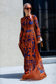 animal print, Charlotte Groeneveld, fashion week, frenchystyle, full length, FW, jonathan paciullo, long dress, NEW YORK, NYFW, orange dress, printed dress, SPRING SUMMER 2017, SS 17, street style, sunglasses, vertical, woman