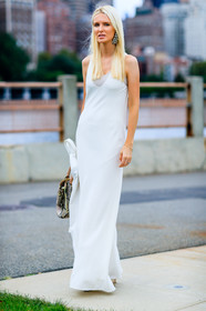 earrings, fashion week, frenchystyle, full length, FW, jonathan paciullo, long dress, NEW YORK, NYFW, SPRING SUMMER 2017, SS 17, street style, vertical, white dress, woman
