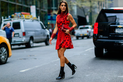 atmosphere details, black boots, bracelet, camila coelho, christian dior, fashion week, frenchystyle, full length, FW, high boots, high heels, horizontal, jonathan paciullo, leather bag, leather boots, NEW YORK, NYFW, red bag, red dress, SPRING SUMMER 2017, SS 17, street style, transparent heel, varnished leather shoes, woman