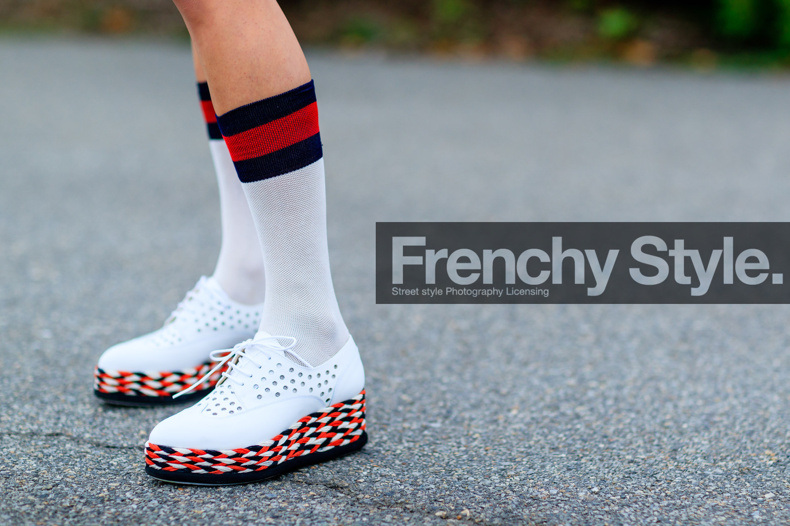 atmosphere details, detail, fashion week, frenchystyle, FW, graphic shoes, high socks, horizontal, jonathan paciullo, leather shoes, NEW YORK, NYFW, printed shoes, SPRING SUMMER 2017, SS 17, street style, wedges, white shoes, white socks, woman