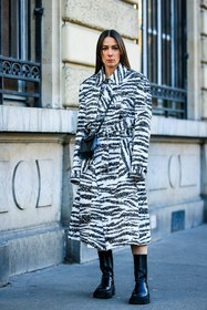 zebra coat, printed trench, animal print trench, black bottines, bomber jacket, pocket jacket, zebra pants, animal print pants, black shoes, crossbody bag, bag bag, prada bag, fashion week, frenchystyle, FW, jonathan paciullo, street style, PFW, PARIS, menswear, AUTUMN WINTER 2022-2023, FALL WINTER 2022-2023, FW 22-23, full length, vertical