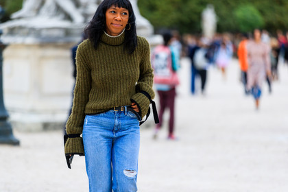 atmosphere details, blue denim, denim pants, detail, fashion week, frenchystyle, FW, green sweater, horizontal, jeans, jonathan paciullo, PARIS, PFW, SPRING SUMMER 2017, SS 17, street style, trousers, turtleneck sweater