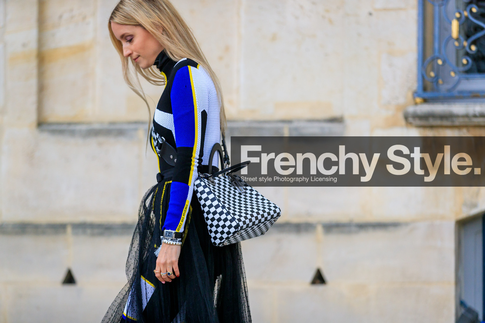 black, black and white bag, black skirt, blue, checked, christian dior, gingham, graphic bag, graphic jumpsuit, leather bag, plaid, printed bag, printed jumpsuit, satin stitch, trousers, white, yellow, fashion week, frenchystyle, FW, jonathan paciullo, street style, PFW, PARIS, AUTUMN WINTER 2018-2019, FALL WINTER 2018-2019, FW 18-19, horizontal, atmosphere details, Charlotte Groeneveld