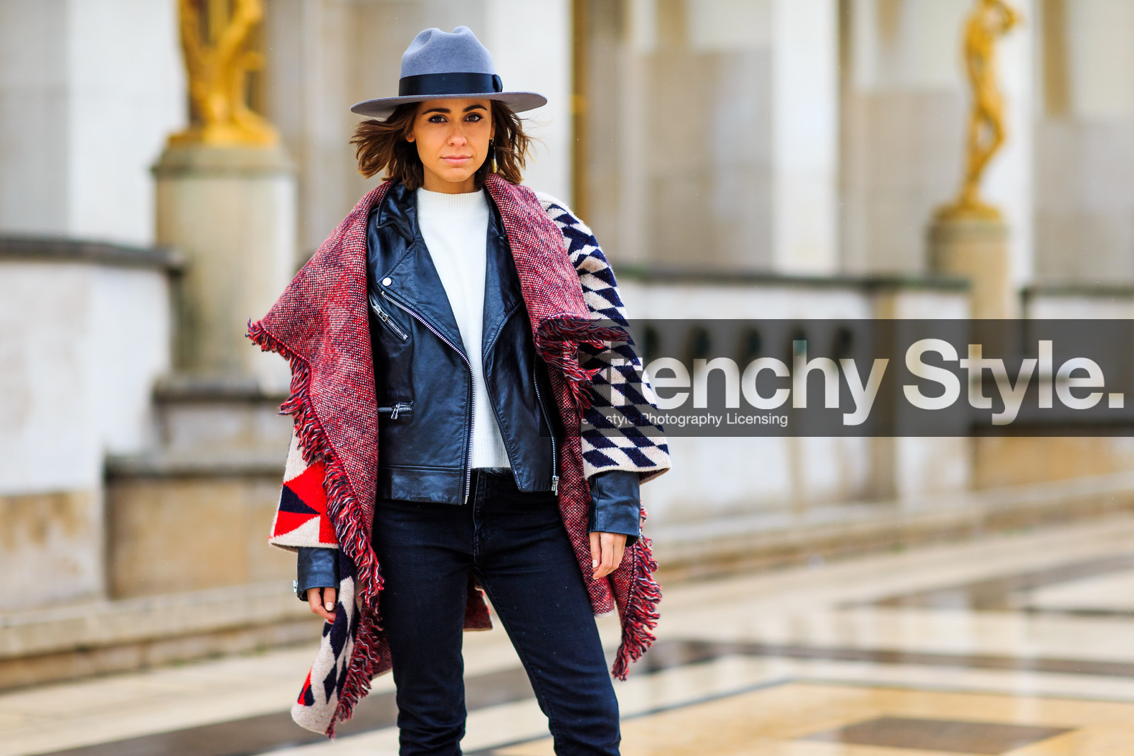 atmosphere details, AUTUMN WINTER 2016-2017, AW 16-17, black denim, black jacket, black perfecto, denim pants, detail, FALL WINTER 2016-2017, fashion week, fedora, frenchystyle, FW, FW 16-17, grey hat, horizontal, jeans, jonathan paciullo, leather jacket, leather perfecto, PARIS, PFW, red scarf, street style, trousers, white t shirt