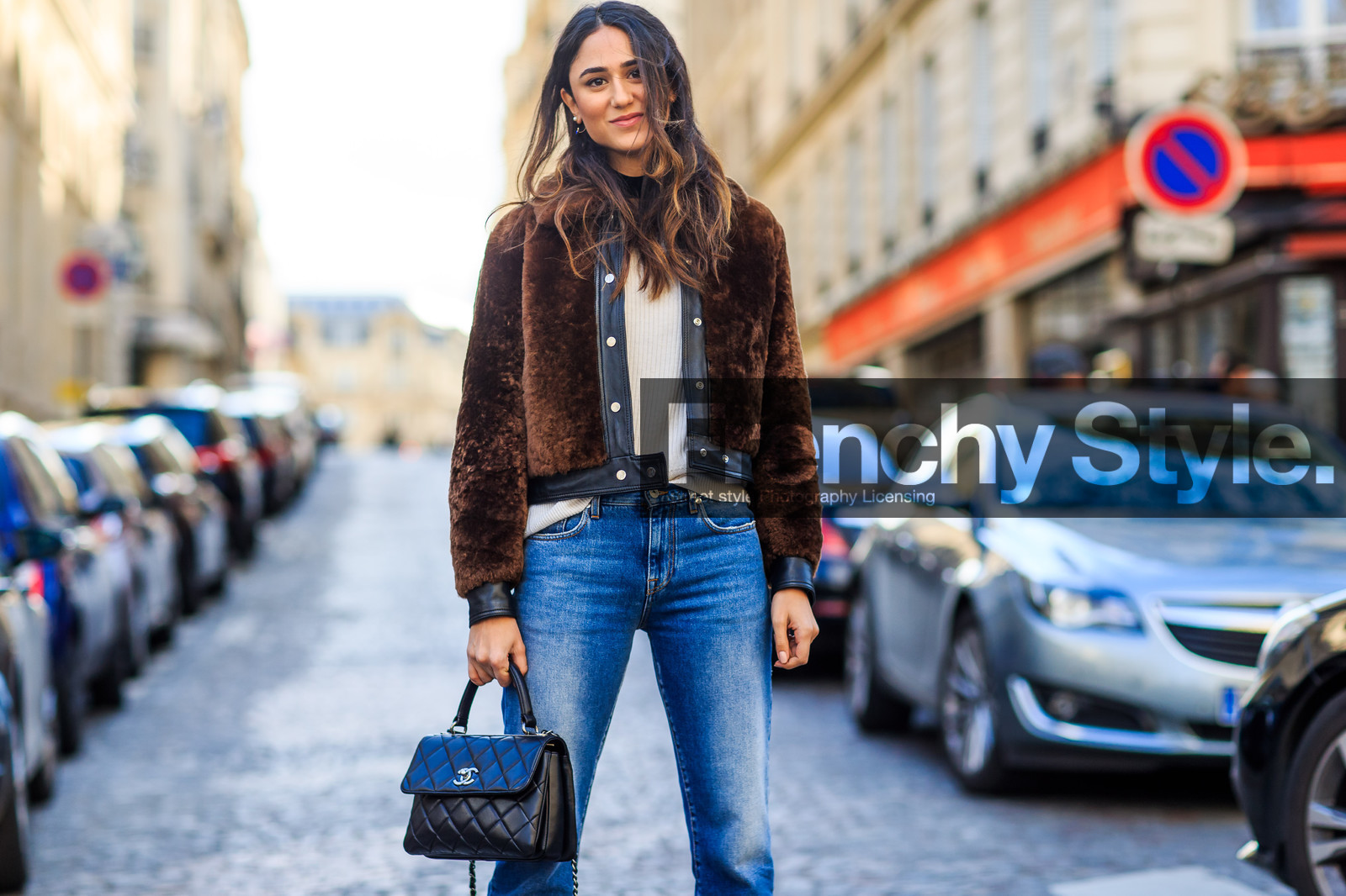 atmosphere details, AUTUMN WINTER 2016-2017, AW 16-17, black bag, blue denim, brown fur, brown jacket, chanel, denim pants, detail, FALL WINTER 2016-2017, fashion week, frenchystyle, fur jacket, FW, FW 16-17, gucci, horizontal, jeans, jonathan paciullo, leather bag, PARIS, PFW, ripped pants, soraya bakhtiar, street style, trousers