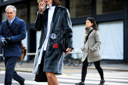 atmosphere details, AUTUMN WINTER 2016-2017, AW 16-17, black bag, detail, FALL WINTER 2016-2017, fashion week, frenchystyle, fur coat, FW, FW 16-17, grey coat, grey fur, horizontal, iphone, jonathan paciullo, leather bag, LFW, LONDON, MENSWEAR, street style, white shirt