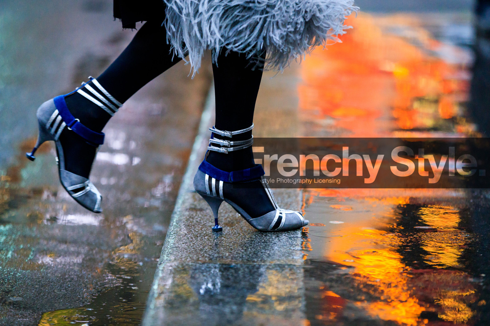 atmosphere details, AUTUMN WINTER 2017-2018, AW 17-18, detail, FALL WINTER 2017-2018, fashion week, feathers, frenchystyle, FW, FW 17-18, graphic shoes, grey shoes, high heels, horizontal, jonathan paciullo, leather shoes, PARIS, PFW, prada, silver heels, street style, tights