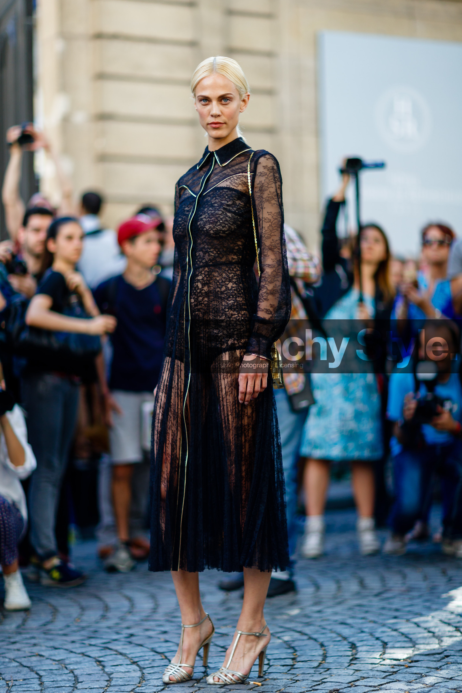 AUTUMN WINTER 2016-2017, AW 16-17, aymeline valade, black dress, FALL WINTER 2016-2017, fashion week, frenchystyle, full length, FW, FW 16-17, HAUTE COUTURE, high heels, jonathan paciullo, lace dress, MENSWEAR, PARIS, PFW, pleats, see through, shiny shoes, silver shoes, street style, valentino, vertical