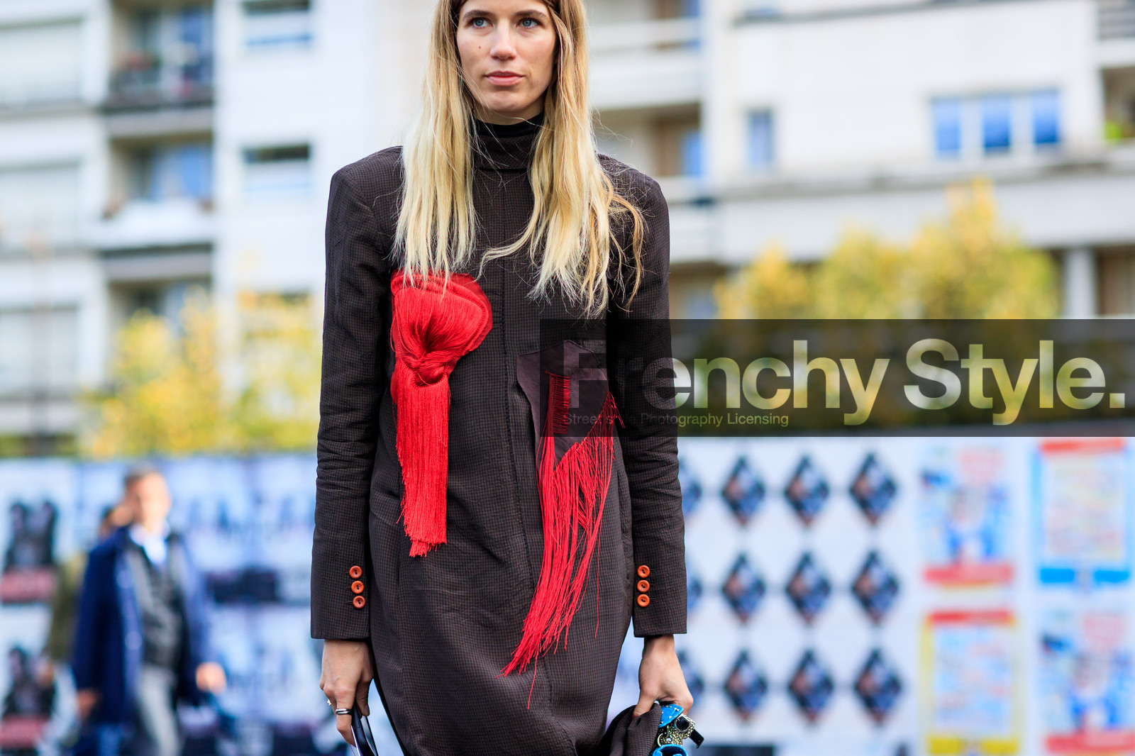 atmosphere details, brown dress, detail, embroidered dress, fashion week, frenchystyle, fringes, FW, graphic dress, horizontal, jonathan paciullo, PARIS, PFW, printed dress, SPRING SUMMER 2018, SS 18, street style, veronika heilbrunner