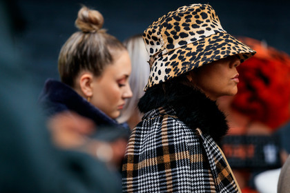 leopard printed hat, black coat, fur coat, checked coat, brown coat, close up detail, fashion week, frenchystyle, FW, jonathan paciullo, street style, AUTUMN WINTER 2020-2021, FALL WINTER 2020-2021, FW 20-21, horizontal, atmosphere details, detail, NYFW, NEW YORK