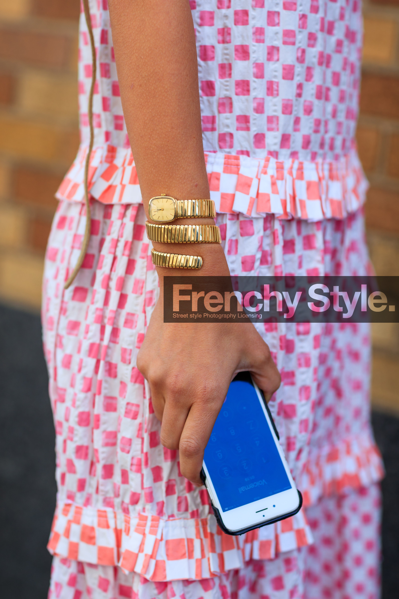 atmosphere details, cartier, checked dress, detail, fashion week, frenchystyle, FW, graphic dress, jonathan paciullo, NEW YORK, NYFW, pink dress, plaid, printed dress, SPRING SUMMER 2018, SS 18, street style, vertical, watch, yasmin sewell