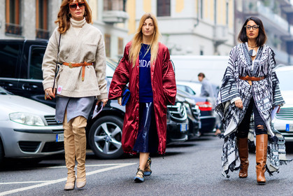 ada kokosar, atmosphere details, AUTUMN WINTER 2017-2018, AW 17-18, beige boots, beige cardigan, beige turtleneck, black denim, blue bag, blue shoes, blue skirt, blue sweater, brown belt, brown boots, denim pants, earrings, ece sukan, FALL WINTER 2017-2018, fashion week, frenchystyle, full length, FW, FW 17-18, grey skirt, high boots, high heels, horizontal, jeans, jonathan paciullo, leather bag, leather belt, leather shoes, long coat, MFW, MILAN, nausheen shah, necklace, parka, poncho, raincoat, red coat, street style, suede shoes, sunglasses, trousers, turtleneck sweater, umit benan