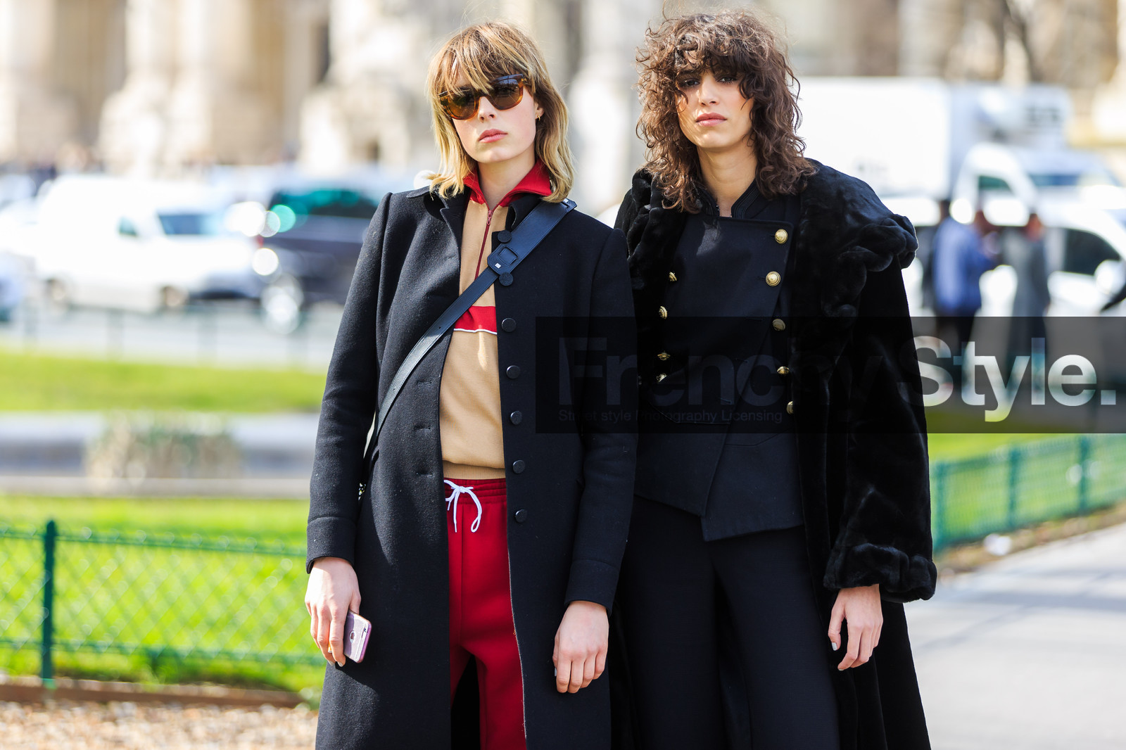 Antonina Petkovic, Antonina Petković, atmosphere details, AUTUMN WINTER 2016-2017, AW 16-17, beige sweater, black coat, black fur, black jacket, black pants, blazer, detail, edie campbell, FALL WINTER 2016-2017, fashion week, frenchystyle, fur coat, FW, FW 16-17, horizontal, jonathan paciullo, lacoste, model, PARIS, PFW, red pants, street style, sunglasses, sweatpants, trousers