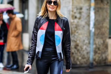 alina gelzina, atmosphere details, AUTUMN WINTER 2016-2017, AW 16-17, black jacket, black leggings, black pants, black sweater, detail, FALL WINTER 2016-2017, fashion week, frenchystyle, FW, FW 16-17, geometric, graphic jacket, horizontal, jonathan paciullo, leather jacket, leather pants, LFW, LONDON, MENSWEAR, patchwork, printed jacket, street style, sunglasses, trousers