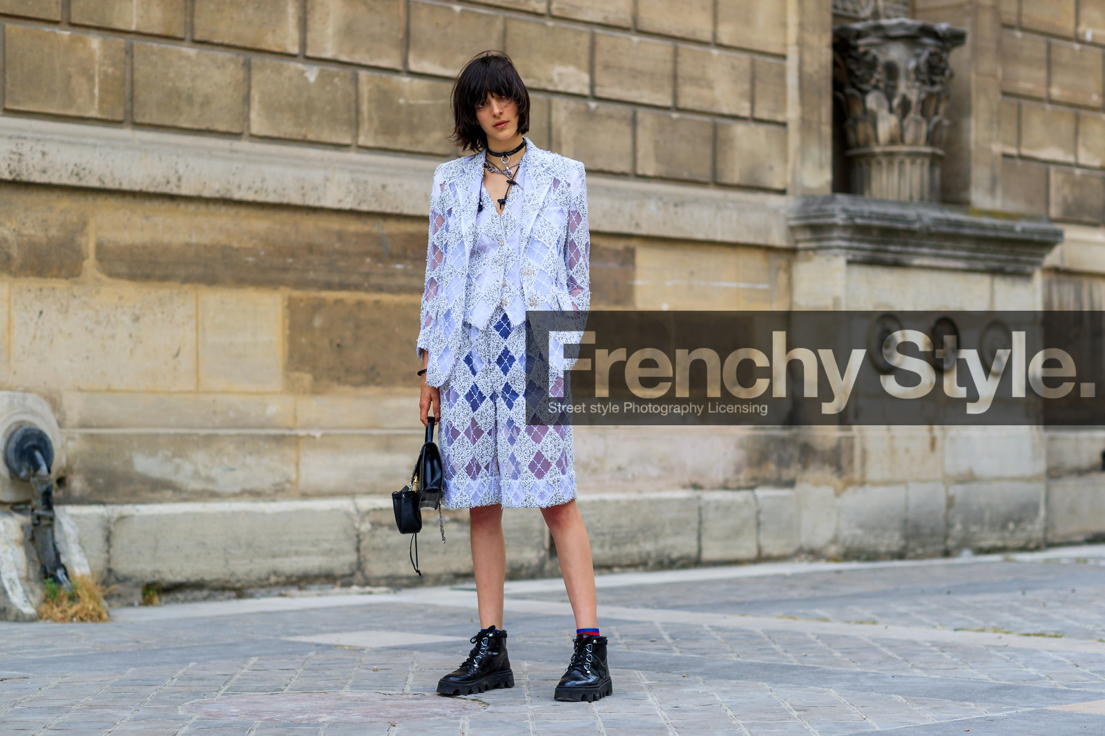 atmosphere details, black bag, black boots, blazer, checked suit, choker, detail, embroidered jacket, embroidered shorts, fashion week, frenchystyle, FW, glitter, horizontal, jonathan paciullo, leather bag, leather shoes, MENSWEAR, model, necklace, PARIS, PFW, plaid, see through, sequined jacket, SPRING SUMMER 2018, SS 18, street style, tartan, thom browne, white jacket, white shorts, white suit
