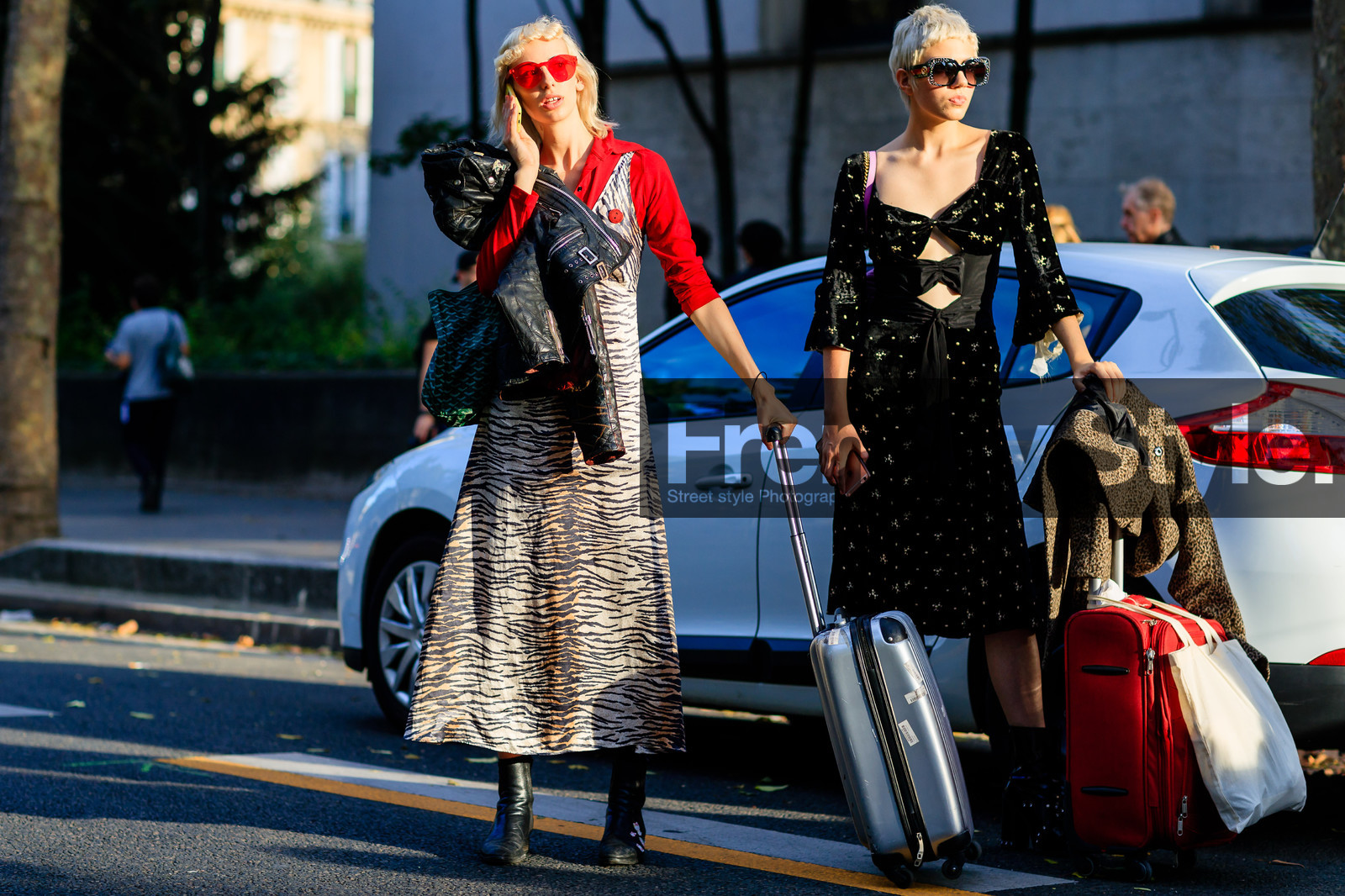 animal print, atmosphere details, black dress, detail, fashion week, frenchystyle, FW, golden details, graphic dress, horizontal, jonathan paciullo, leather shoes, model, PARIS, PFW, printed dress, red shirt, SPRING SUMMER 2017, SS 17, street style, sunglasses, zebra