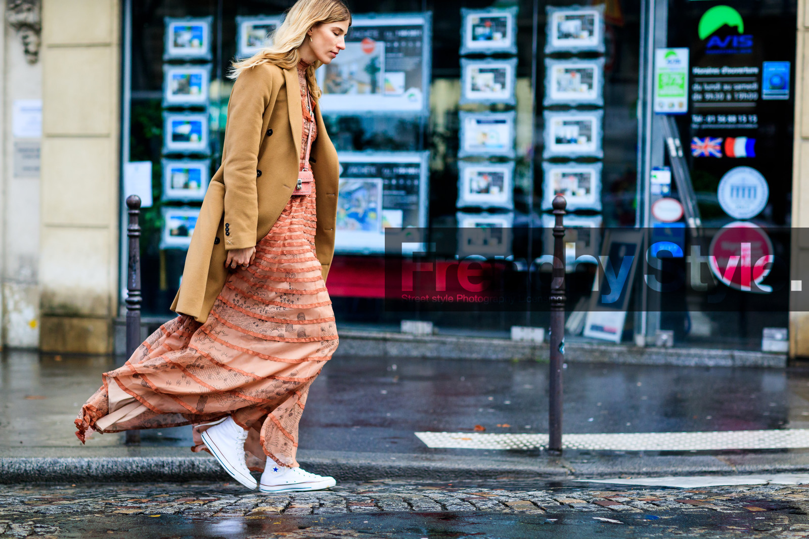 atmosphere details, AUTUMN WINTER 2017-2018, AW 17-18, camel coat, cone, converse, embroidered dress, FALL WINTER 2017-2018, fashion week, frenchystyle, full length, FW, FW 17-18, horizontal, jonathan paciullo, leather bag, leather shoes, mini bag, PARIS, PFW, pink dress, ruffles, silk dress, street style, veronika heilbrunner, white sneakers