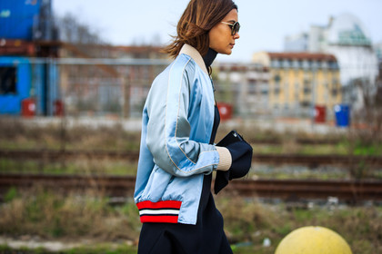 atmosphere details, AUTUMN WINTER 2016-2017, AW 16-17, back detail, blue jacket, bomber jacket, Christine Centenera, detail, embroidered jacket, embroideries, FALL WINTER 2016-2017, fashion week, frenchystyle, FW, FW 16-17, gucci, horizontal, jonathan paciullo, LFW, LONDON, MENSWEAR, satin, street style