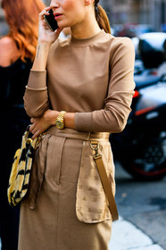animal print, beige skirt, brown bag, camel sweater, fur bag, gala gonzalez, graphic bag, leather bag, max mara, printed bag, watch, zebra, street style, jonathan paciullo, FW, frenchystyle, fashion week, MFW, MILAN, SPRING SUMMER 2019, SS 19, vertical, atmosphere details, detail