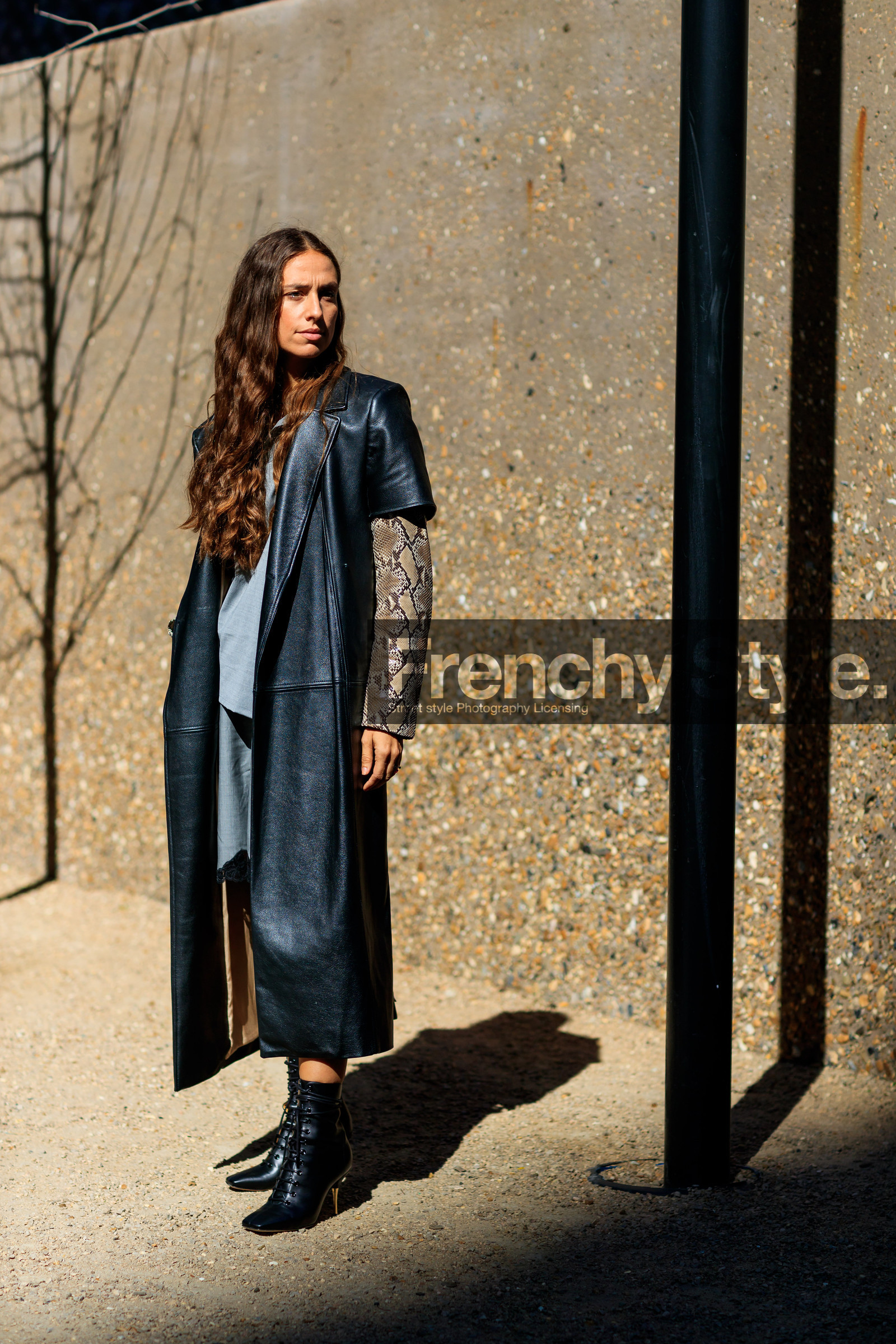 animal print, black coat, black shoes, erika boldrin, leather coat, leather shoes, snake print, fashion week, frenchystyle, FW, jonathan paciullo, street style, LFW, LONDON, SPRING SUMMER 2019, SS 19, vertical, full length