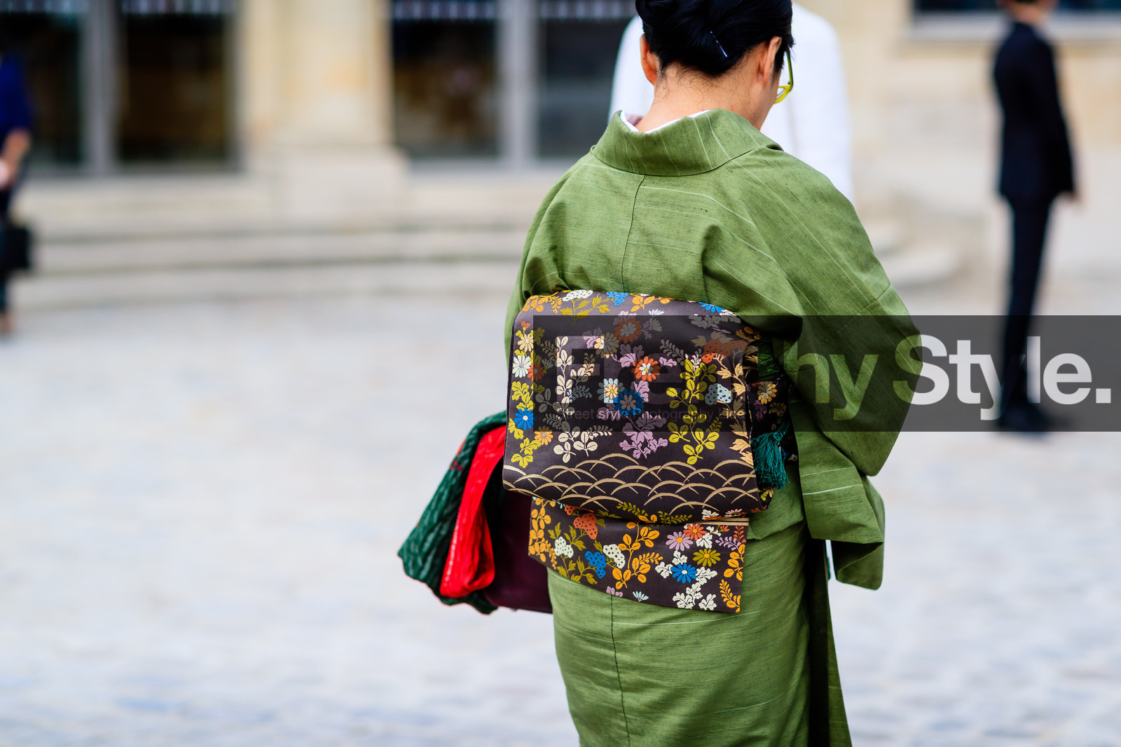 atmosphere details, back detail, detail, fashion week, frenchystyle, FW, green kimono, horizontal, japanese print, jonathan paciullo, kimono, kimono vest, PARIS, PFW, SPRING SUMMER 2017, SS 17, street style
