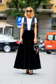 black bag, black dress, black shoes, candela novembre, embroidered bag, fashion week, frenchystyle, full length, FW, high heels, jonathan paciullo, kenzo, lace, leather bag, leather shoes, MFW, MILAN, SPRING SUMMER 2017, SS 17, street style, sunglasses, velvet, vertical, white t shirt