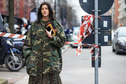 atmosphere details, AUTUMN WINTER 2016-2017, AW 16-17, blue denim, camo jacket, camouflage, denim pants, detail, embroidered slippers, FALL WINTER 2016-2017, fashion week, frenchystyle, FW, FW 16-17, goyard, green coat, green jacket, gucci, horizontal, jeans, jonathan paciullo, LFW, LONDON, MENSWEAR, military jacket, printed jacket, street style, trousers