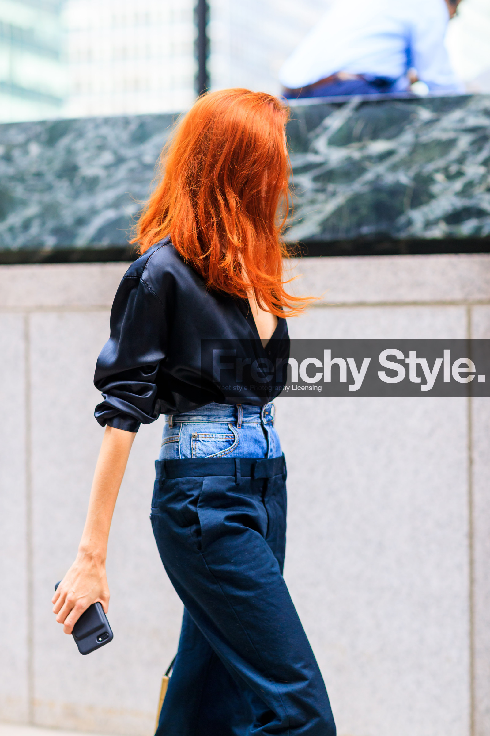 atmosphere details, black shirt, blue denim, denim pants, detail, fashion week, frenchystyle, FW, jeans, jonathan paciullo, layers, navy pants, NEW YORK, NYFW, SPRING SUMMER 2018, SS 18, street style, taylor tomasi hill, trousers, vertical