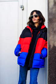 AUTUMN WINTER 2017-2018, AW 17-18, black sweater, blue denim, denim pants, detail, eleonora carisi, FALL WINTER 2017-2018, fashion week, frenchystyle, FW, FW 17-18, graphic jacket, hoodie, jeans, jonathan paciullo, MFW, MILAN, printed jacket, street style, sunglasses, trousers, vertical