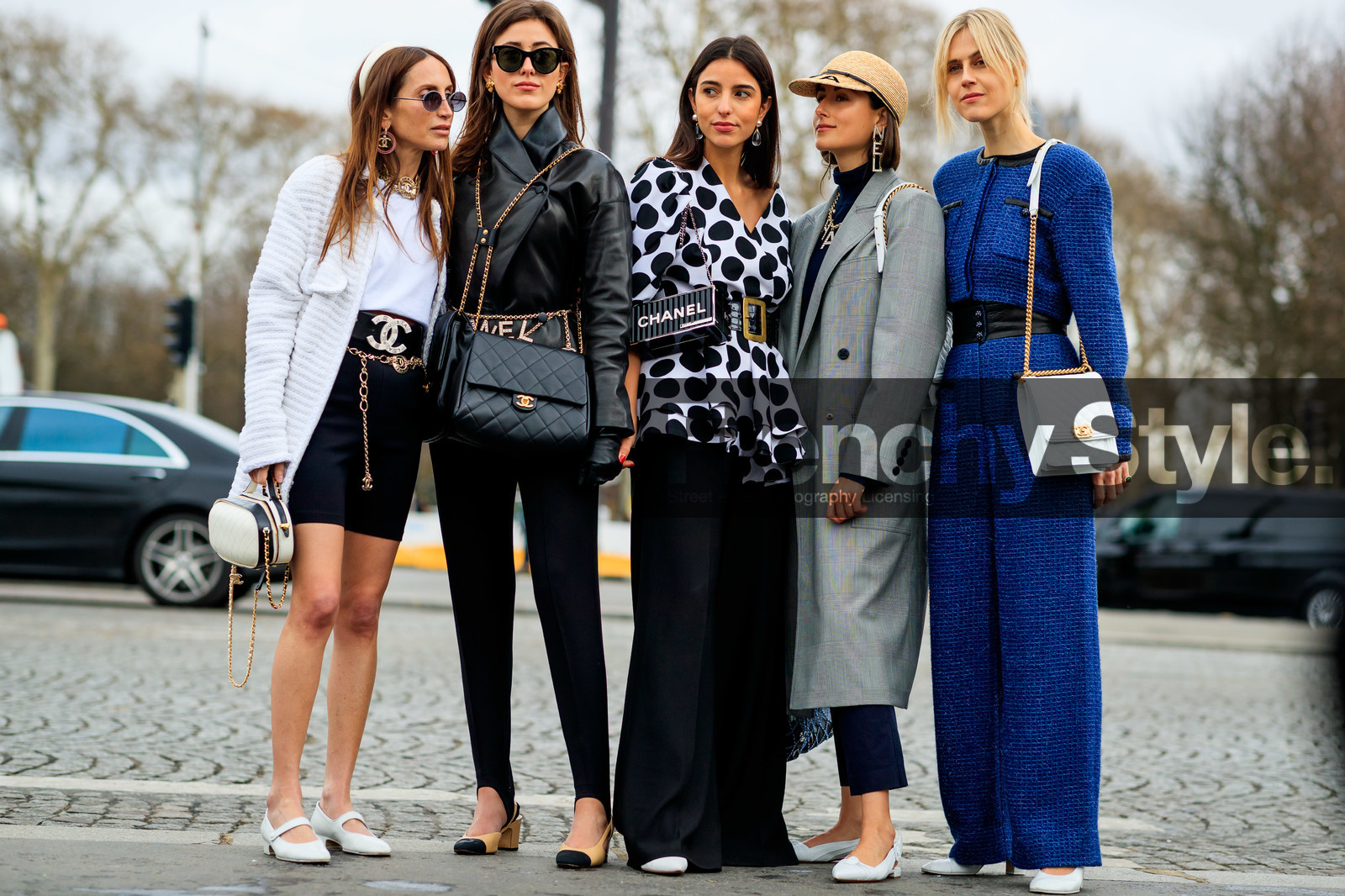 beige shoes, belt, black and white, black and white bag, black bag, black jacket, black pants, black shorts, blazer, chanel, earrings, graphic bag, graphic shirt, grey coat, headband, high heels, leather bag, leather jacket, leather shoes, necklace, polka dot, printed bag, printed shirt, straw hat, sunglasses, sylvia haghjoo, trousers, tweed jacket, white bag, white jacket, white shoes, white t shirt, PARIS, PFW, street style, jonathan paciullo, FW, frenchystyle, fashion week, AUTUMN WINTER 2019-2020, AW 19-20, FALL WINTER 2019-2020, FW 19-20, horizontal, atmosphere details, full length