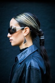 details, pony tail, dior sunglasses, prada earrings, alexandra guerain, fashion week, frenchystyle, FW, jonathan paciullo, street style, vertical, atmosphere details, detail