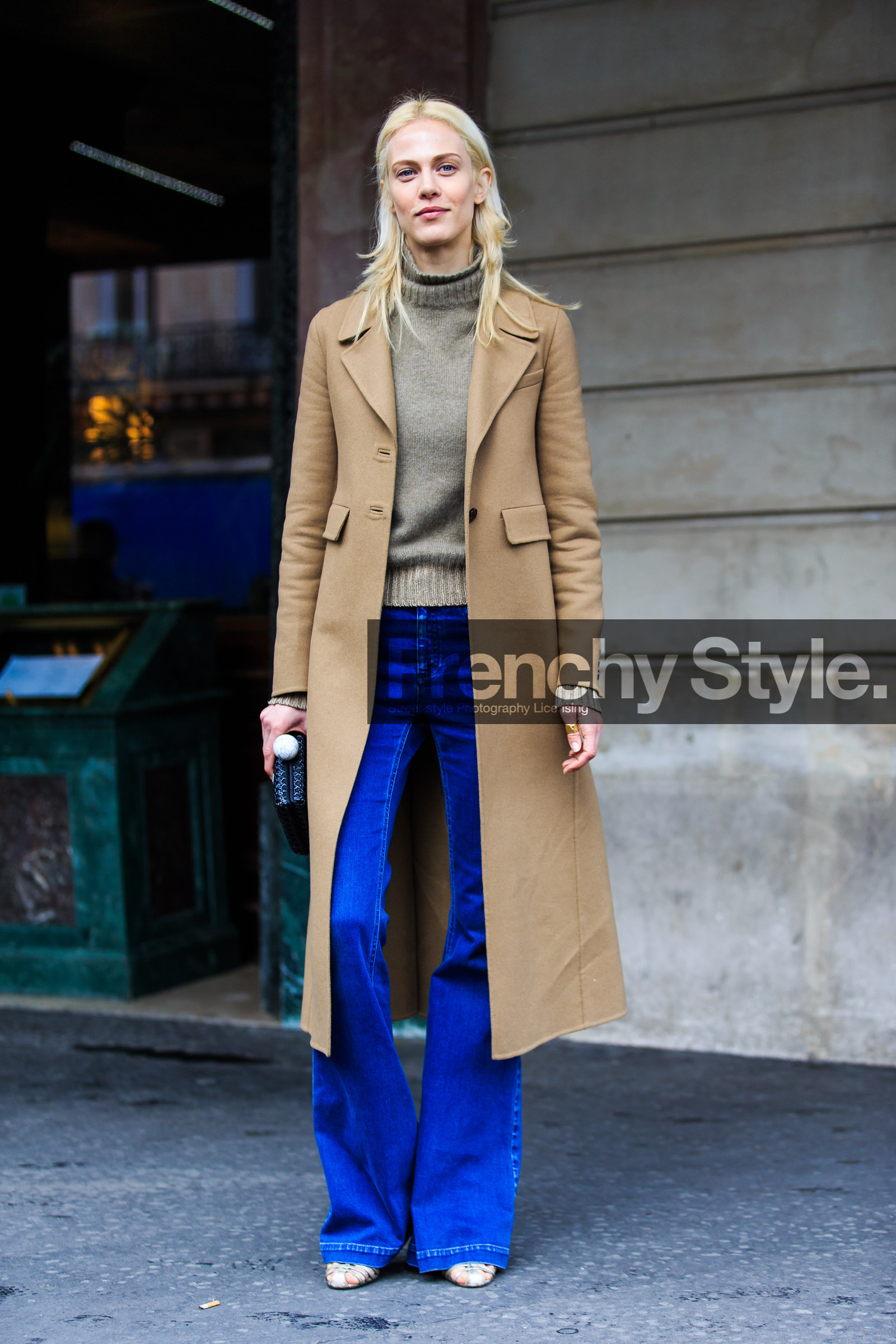 AUTUMN WINTER 2016-2017, AW 16-17, aymeline valade, beige coat, beige knit, blue denim, camel coat, denim pants, FALL WINTER 2016-2017, fashion week, frenchystyle, full length, FW, FW 16-17, jeans, jonathan paciullo, model, overcoat, PARIS, PFW, street style, trousers, turtleneck sweater, vertical