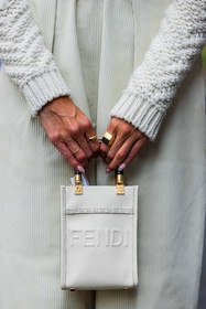 bag, close up, details, fendi bag, leather bag, small bag, rings, white bag, nails details, fashion week, frenchystyle, FW, jonathan paciullo, street style, MFW, MILAN, SPRING SUMMER 2022, SS 22, vertical, atmosphere details, detail