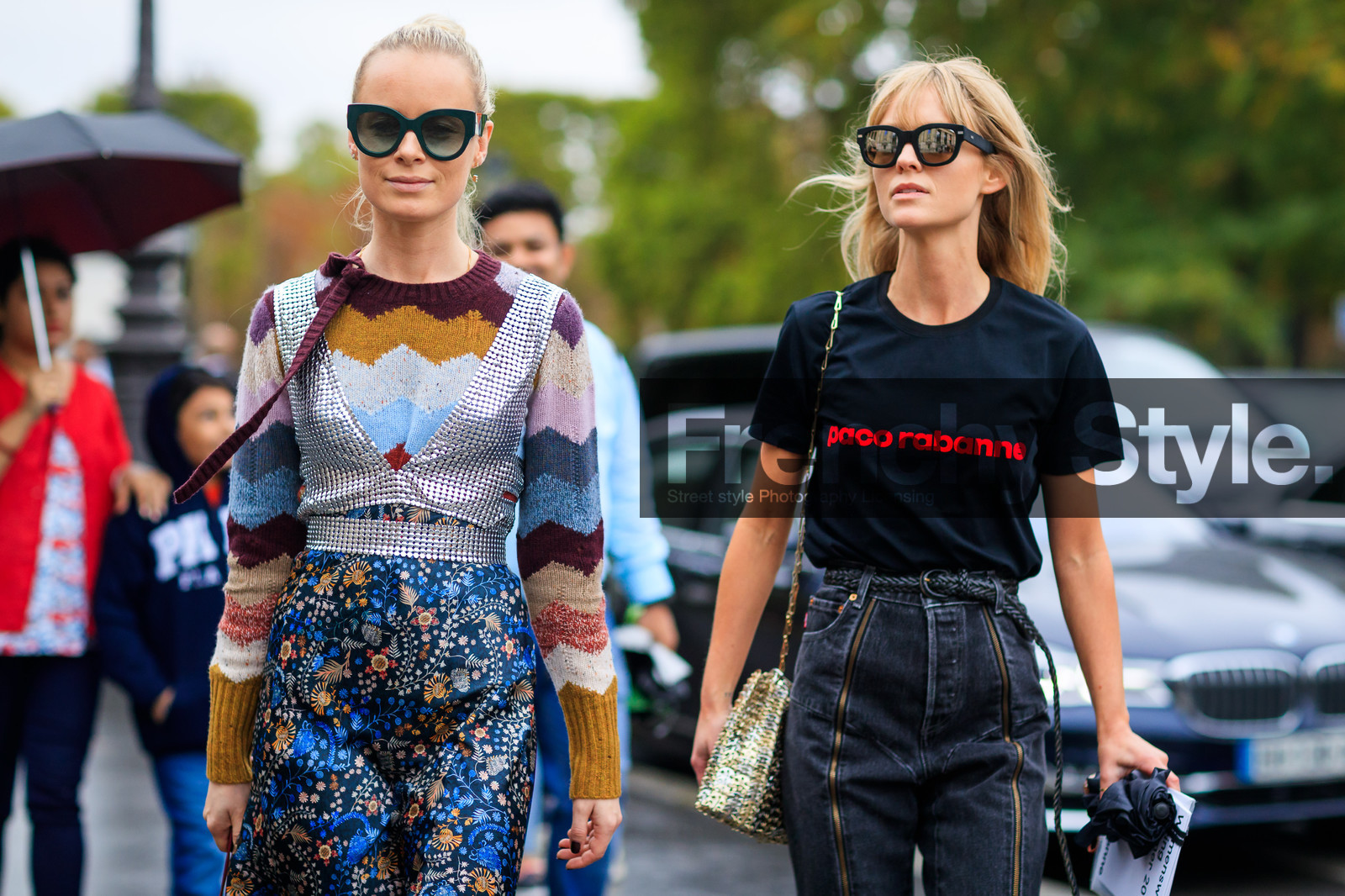 atmosphere details, black denim, black t shirt, denim pants, detail, fashion week, floral, flowers, frenchystyle, FW, graphic bag, graphic dress, graphic sweater, horizontal, jeans, jonathan paciullo, leather bag, multicolor dress, multicolor sweater, paco rabanne, PARIS, PFW, printed bag, printed dress, printed sweater, printed t shirt, red bag, SPRING SUMMER 2018, SS 18, street style, sunglasses, thora valdimars, white bag, zip