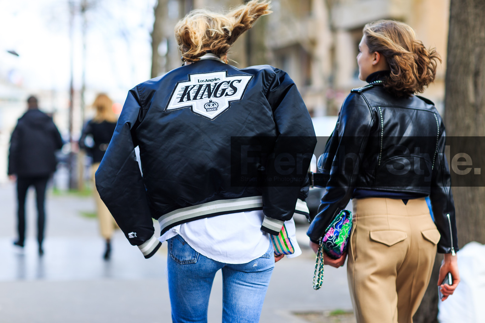 atmosphere details, AUTUMN WINTER 2016-2017, AW 16-17, back detail, bandana, beige pants, black jacket, black perfecto, blue denim, bomber jacket, camel pants, denim pants, detail, FALL WINTER 2016-2017, fashion week, frenchystyle, FW, FW 16-17, green bag, horizontal, jeans, jonathan paciullo, leather jacket, leather perfecto, over the shoulder, PARIS, PFW, printed jacket, street style, trousers, white shirt