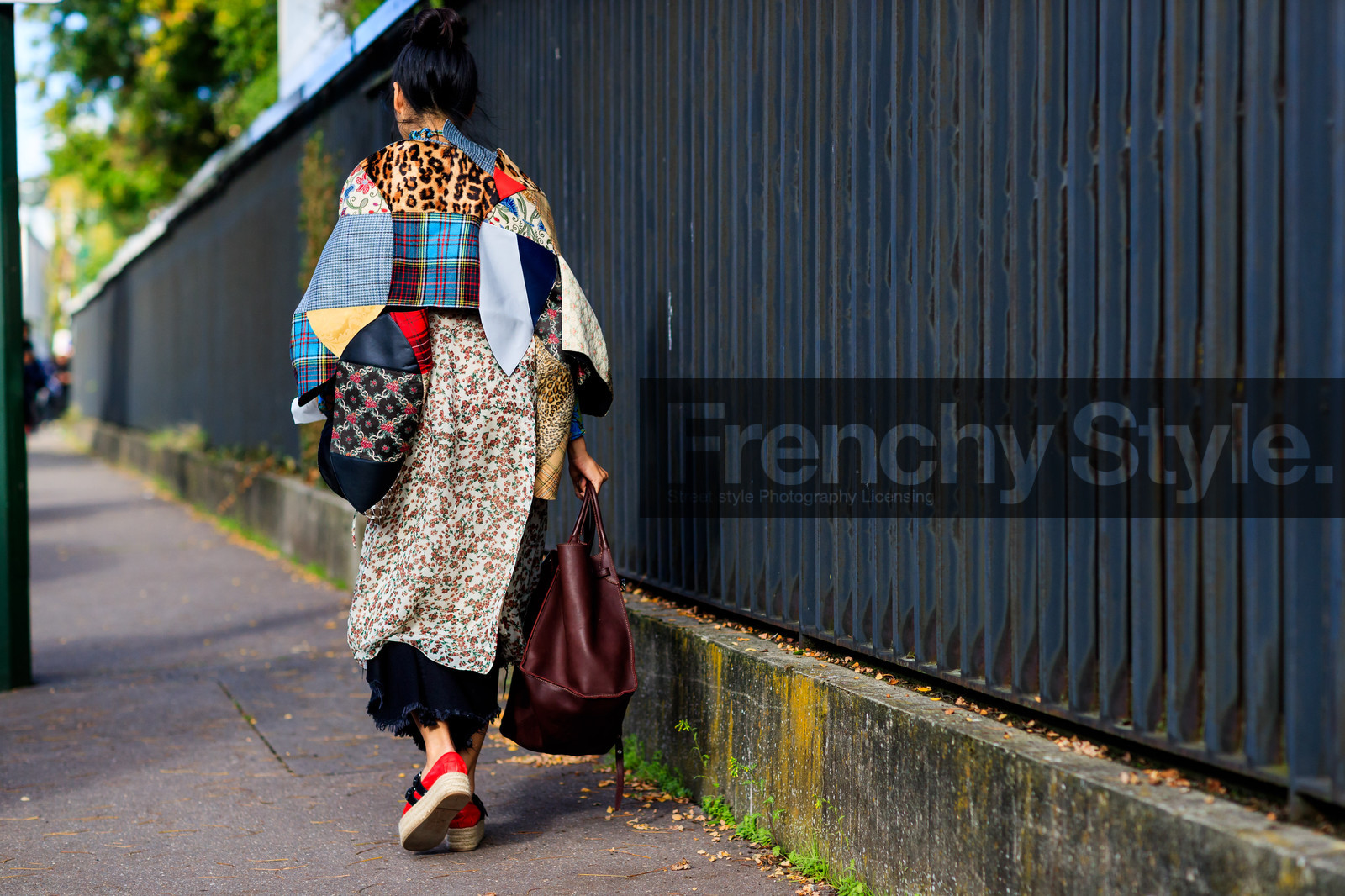 animal print, atmosphere details, bordeaux, burgundy, checked jacket, fashion week, floral, flowers, frenchystyle, full length, FW, graphic dress, graphic jacket, high heels, horizontal, jonathan paciullo, leather bag, leather shoes, leopard print, miu miu, PARIS, PFW, plaid, printed dress, printed jacket, red bag, red shoes, SPRING SUMMER 2018, SS 18, street style, tartan, white dress, susie lau