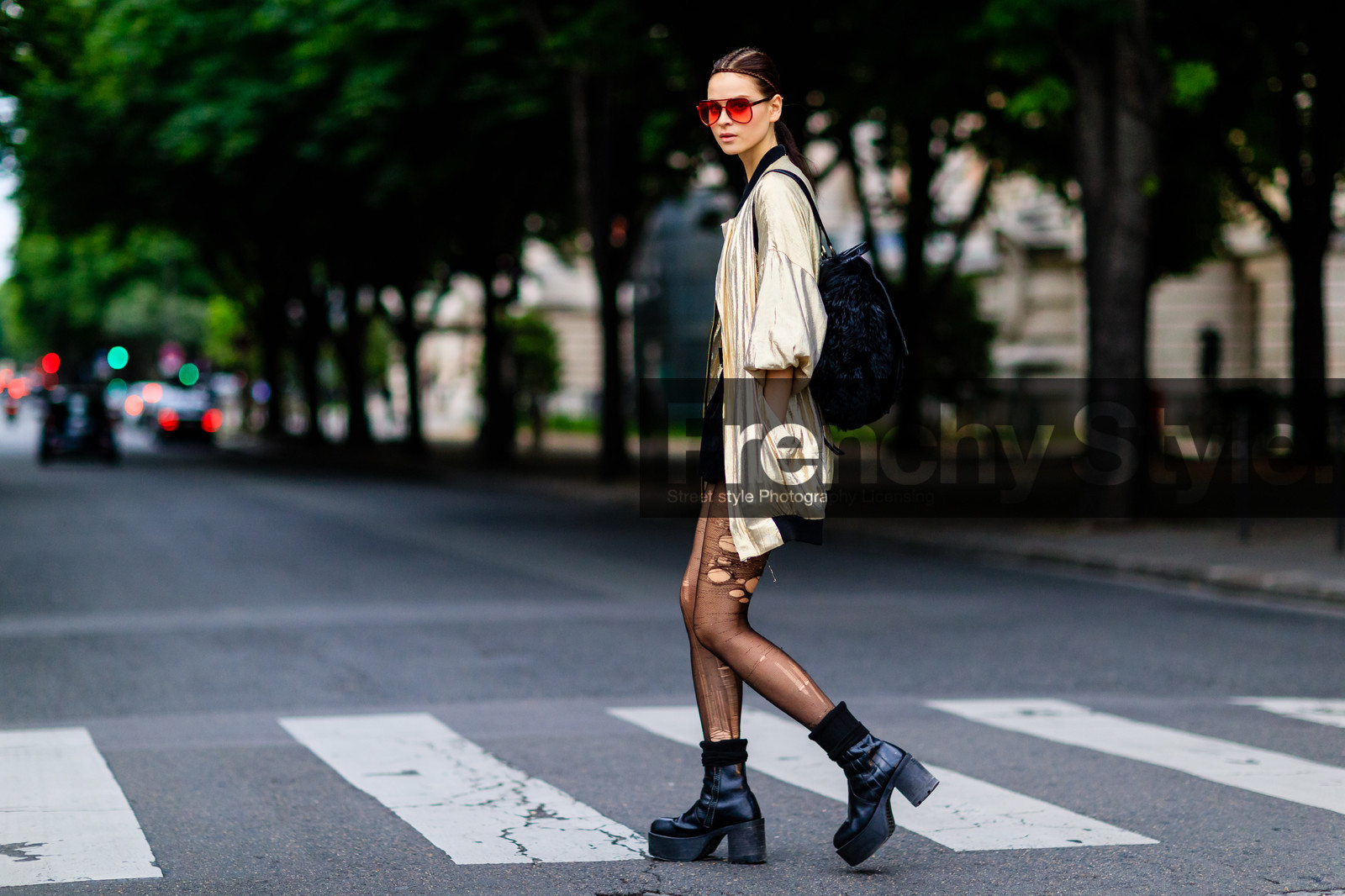 ana cristina, atmosphere details, AUTUMN WINTER 2016-2017, AW 16-17, backpack, black bag, black boots, black shorts, bomber jacket, detail, FALL WINTER 2016-2017, fashion week, frenchystyle, fun sunglasses, FW, FW 16-17, golden jacket, HAUTE COUTURE, high heels, horizontal, jonathan paciullo, leather boots, long hair, MENSWEAR, model, PARIS, PFW, street style, sunglasses, tights