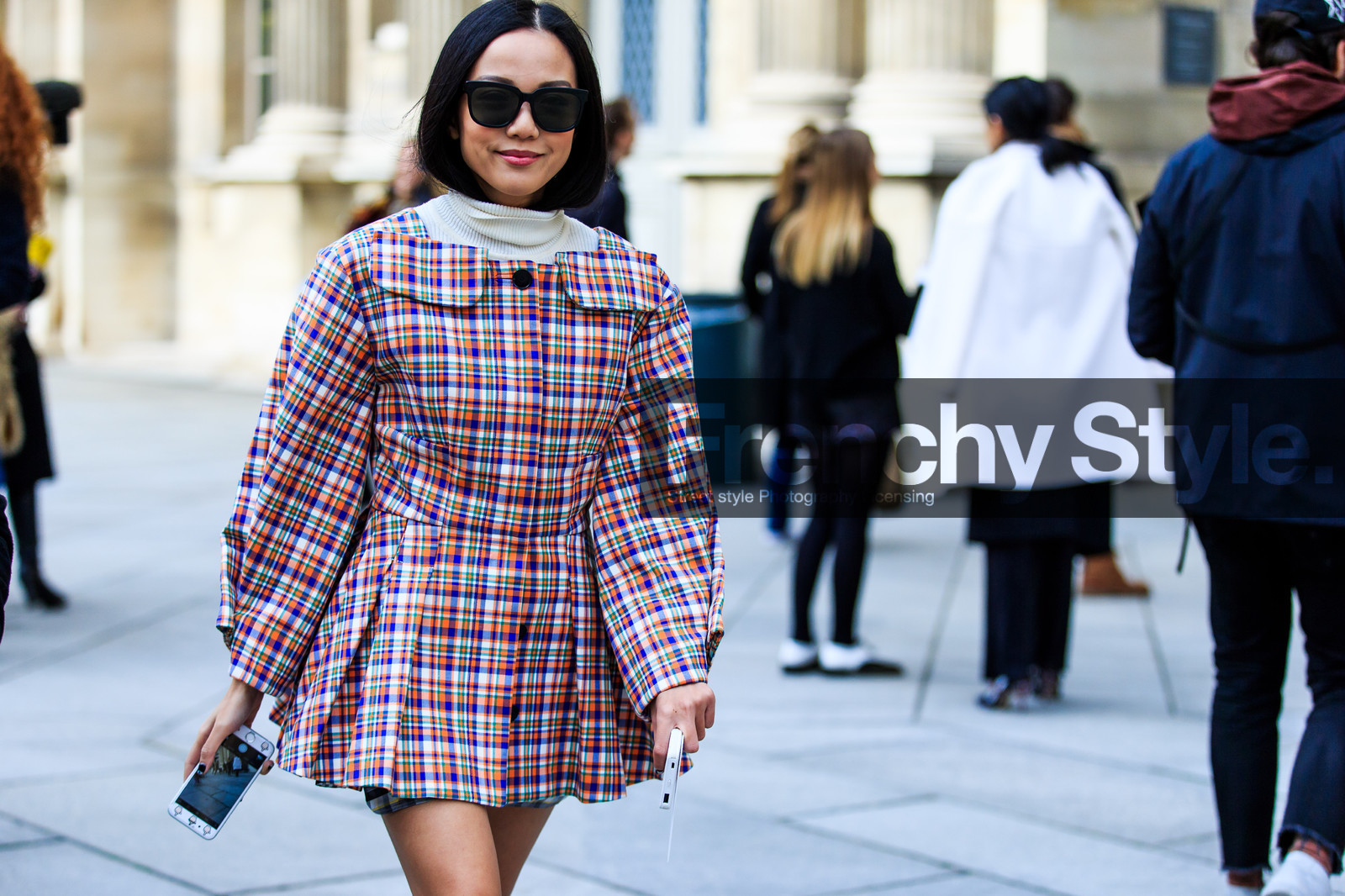 atmosphere details, AUTUMN WINTER 2016-2017, AW 16-17, checked jacket, detail, FALL WINTER 2016-2017, fashion week, frenchystyle, FW, FW 16-17, graphic jacket, horizontal, jonathan paciullo, PARIS, PFW, plaid, printed jacket, red jacket, street style, studs, sunglasses, yoyo cao