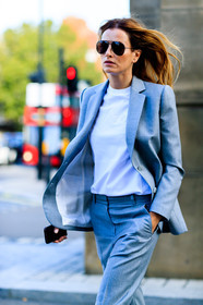 blazer, grey jacket, grey pants, grey suit, sunglasses, trousers, white top, fashion week, frenchystyle, FW, jonathan paciullo, street style, LFW, LONDON, SPRING SUMMER 2019, SS 19, vertical, detail, atmosphere details