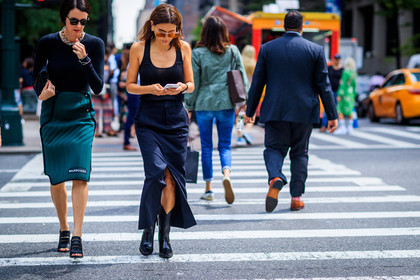 atmosphere details, balenciaga, black skirt, black tank top, black top, Christine Centenera, fashion week, frenchystyle, full length, FW, green skirt, horizontal, jonathan paciullo, leather bag, necklace, NEW YORK, NYFW, SPRING SUMMER 2018, SS 18, street style, sunglasses