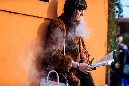 atmosphere details, AUTUMN WINTER 2016-2017, AW 16-17, brown fur, brown jacket, detail, FALL WINTER 2016-2017, fashion week, frenchystyle, fur jacket, FW, FW 16-17, horizontal, jonathan paciullo, LFW, LONDON, MENSWEAR, model, street style