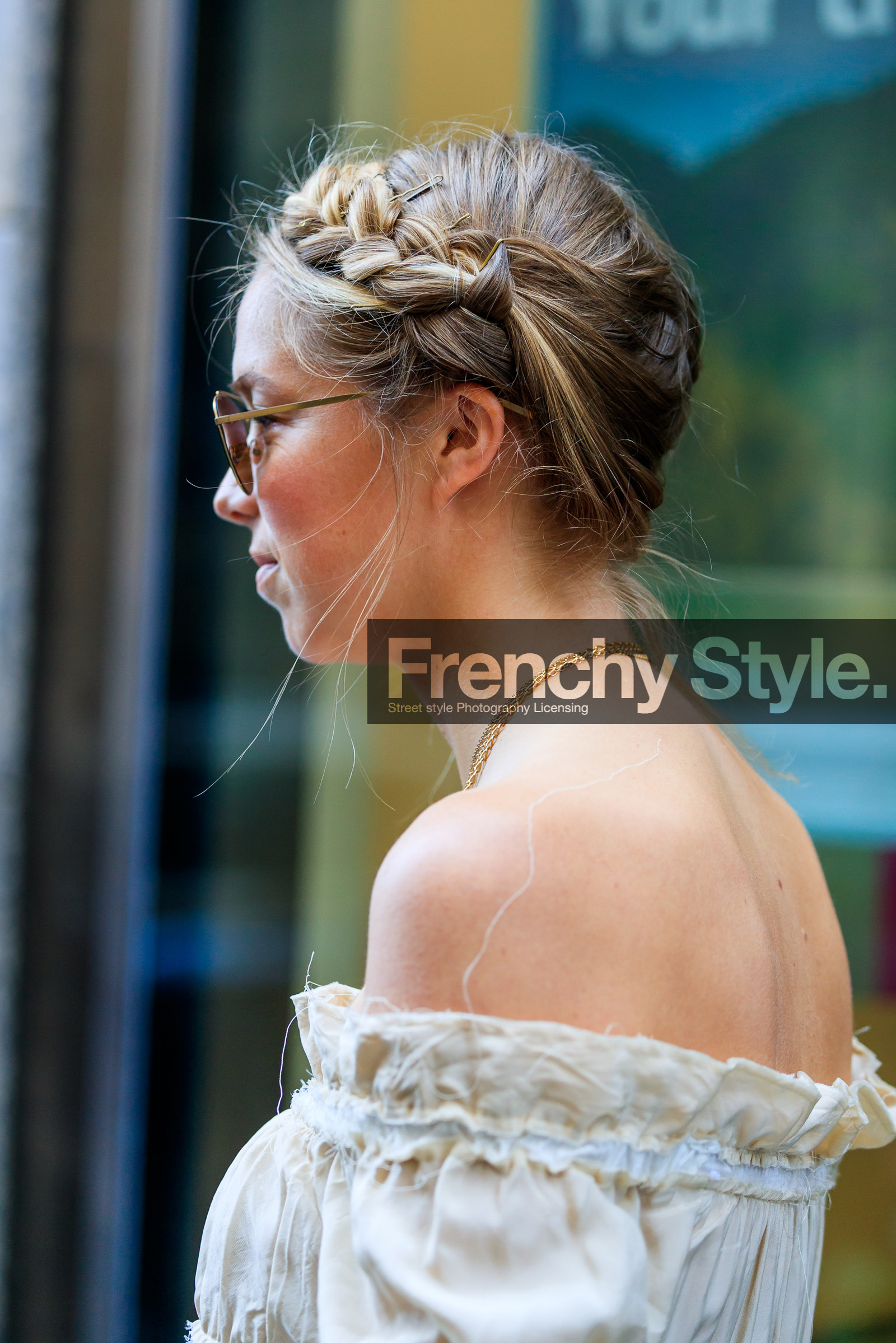 atmosphere details, braids, chloe king, detail, fashion week, frenchystyle, FW, jonathan paciullo, NEW YORK, NYFW, off the shoulder, SPRING SUMMER 2018, SS 18, street style, sunglasses, vertical, white dress