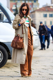 AUTUMN WINTER 2016-2017, AW 16-17, beige coat, brown bag, brown pants, FALL WINTER 2016-2017, fashion week, frenchystyle, fringes, full length, FW, FW 16-17, geometric, graphic sweater, graphic top, high waist, jonathan paciullo, leather bag, leather pants, LFW, LONDON, MENSWEAR, street style, striped sweater, stripes, sunglasses, trench coat, trousers, vertical