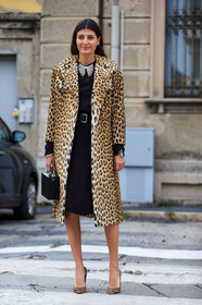 animal print, AUTUMN WINTER 2016-2017, AW 16-17, belted dress, black bag, black belt, black dress, FALL WINTER 2016-2017, fashion week, frenchystyle, full length, fur coat, FW, FW 16-17, giovanna battaglia, high heels, jonathan paciullo, leather bag, leather belt, leather shoes, leopard print, LFW, LONDON, MENSWEAR, mini bag, street style, vertical