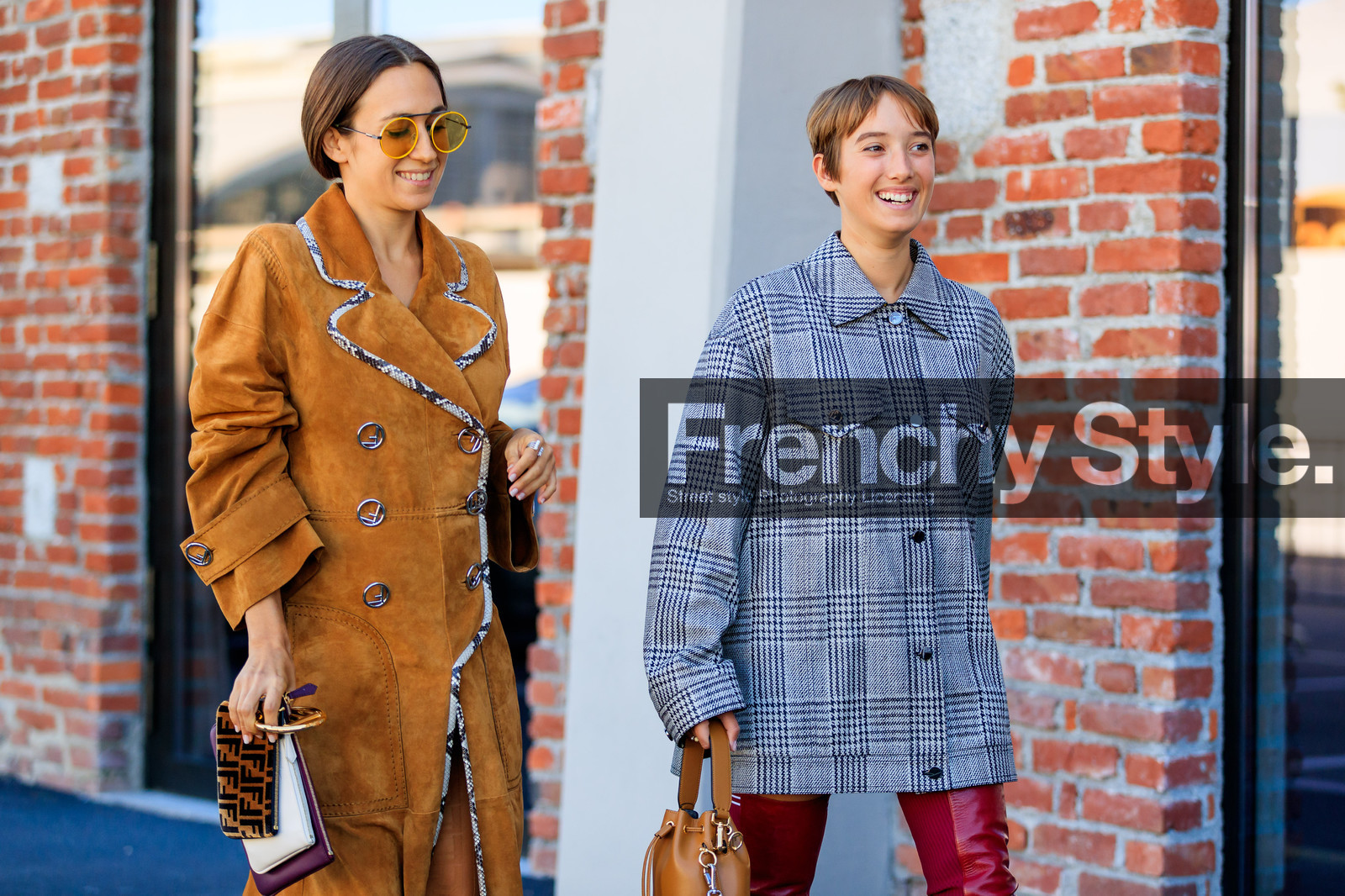 animal print, atmosphere details, brown bag, brown coat, checked jacket, detail, fashion week, fendi, frenchystyle, FW, graphic jacket, grey jacket, high boots, horizontal, jonathan paciullo, leather bag, leather coat, MFW, MILAN, multicolor bag, plaid, printed jacket, SPRING SUMMER 2018, SS 18, street style, sunglasses
