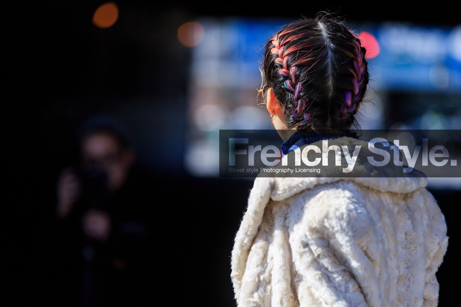atmosphere details, AUTUMN WINTER 2016-2017, AW 16-17, braids, detail, dyed hair, fashion week, frenchystyle, fur coat, FW, FW 16-17, horizontal, irene kim, jonathan paciullo, NEW YORK, NYFW, street style, white fur, woman