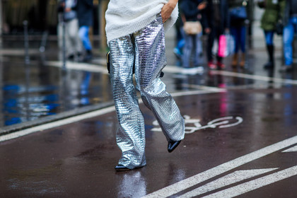 atmosphere details, AUTUMN WINTER 2016-2017, AW 16-17, detail, FALL WINTER 2016-2017, fashion week, frenchystyle, FW, FW 16-17, horizontal, jonathan paciullo, leather pants, LFW, LONDON, MENSWEAR, silver, silver pants, street style, trousers, white, white sweater